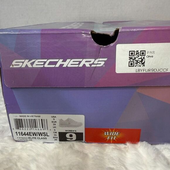 Skechers White Leather Upper Elite with Memory Foam Size 8.5 wide fit - Picture 3 of 10